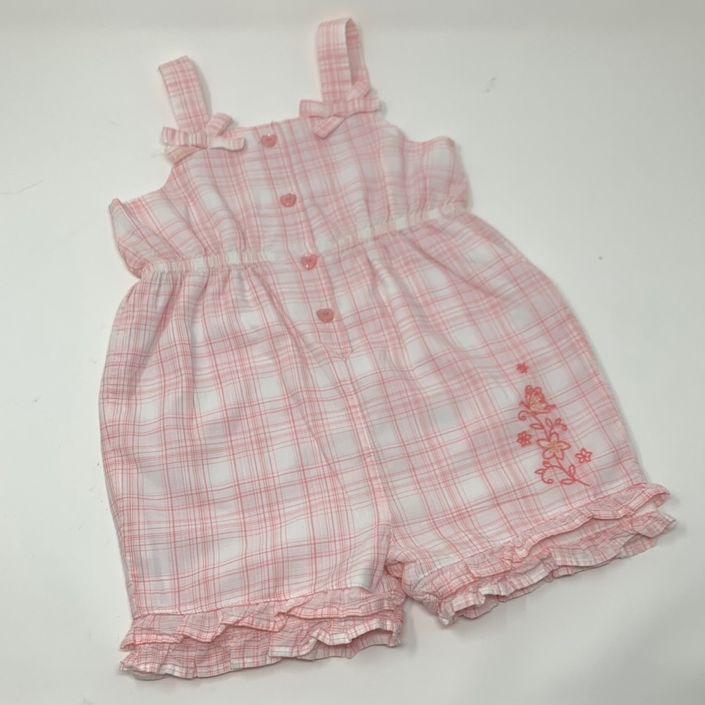 First Impressions Pink Plaid Romper size 24 months